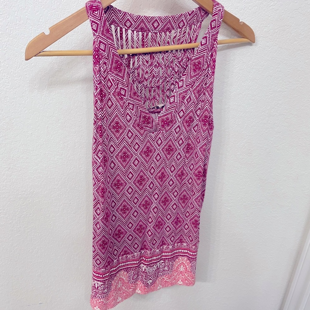 Skies are Blue Magenta Tank with Woven Back, Large